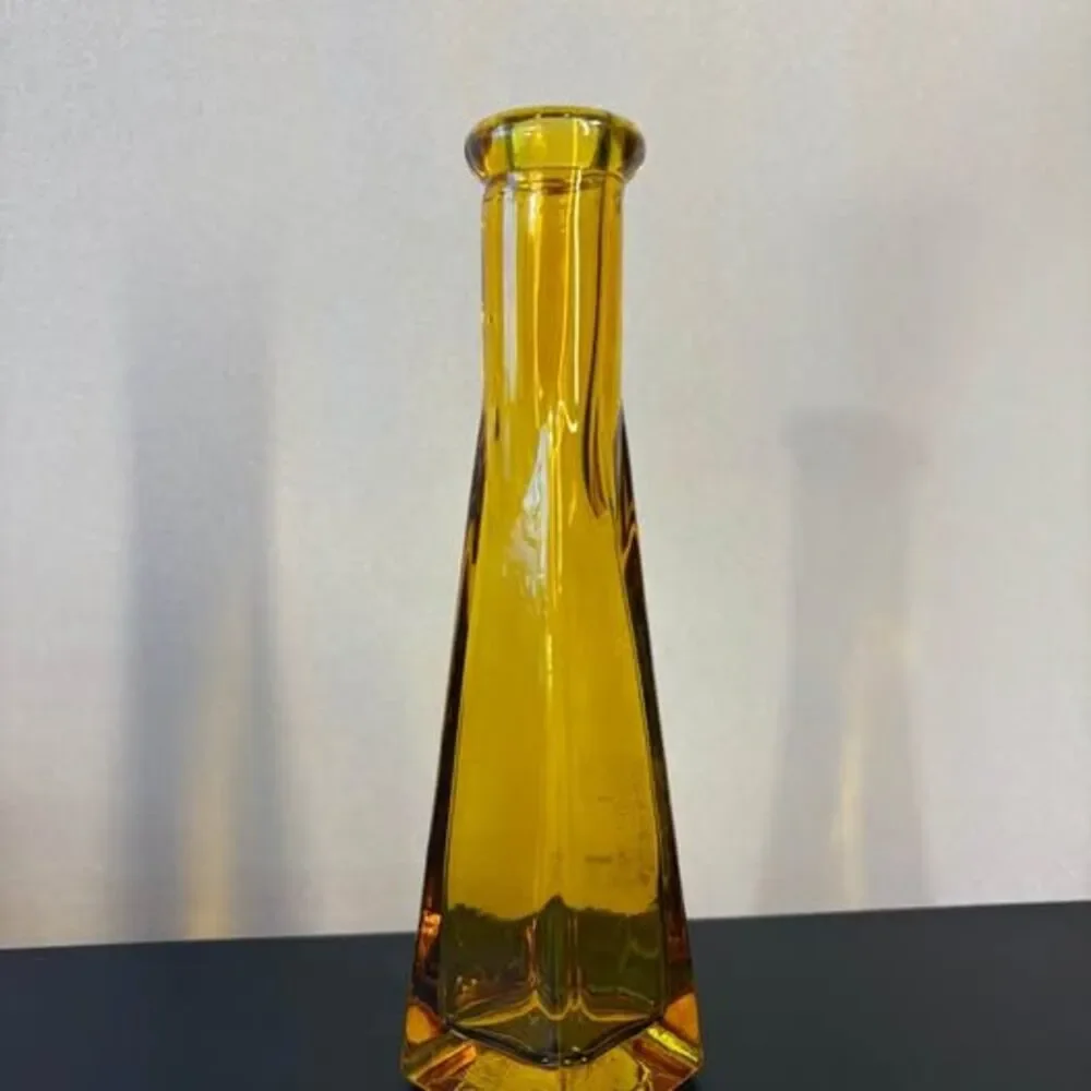 Amber glass bud vase
